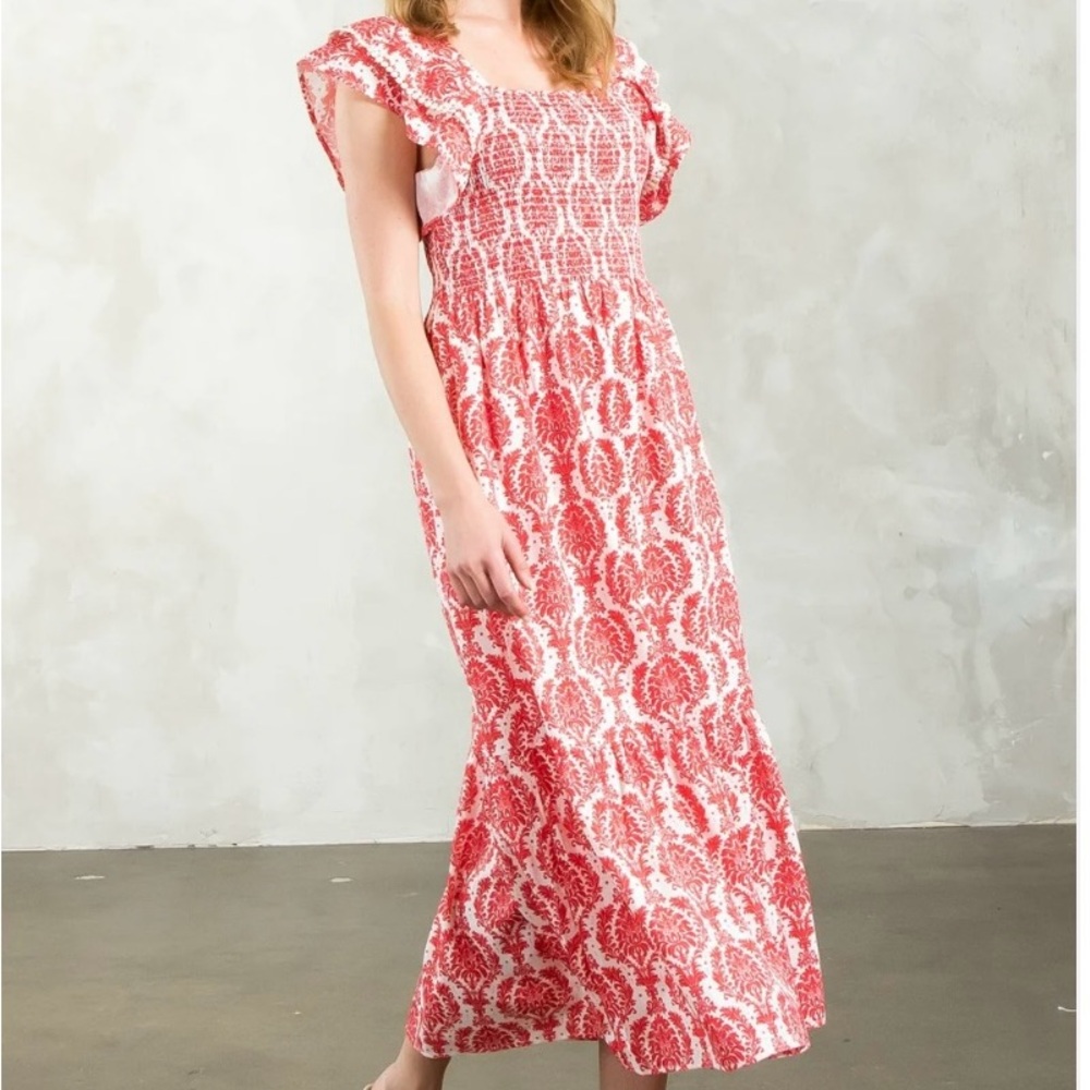 Red and White Patterned Women's Dress